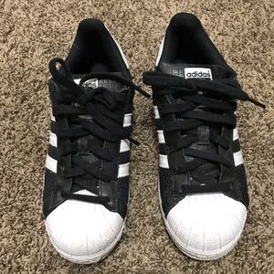 Black Adidas superstar net fabric! One of a kind
